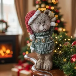 Dekoratif Yılbaşı Noel Ayıcık Biblo ve Hediyelik Obje (18x10cm) - 1