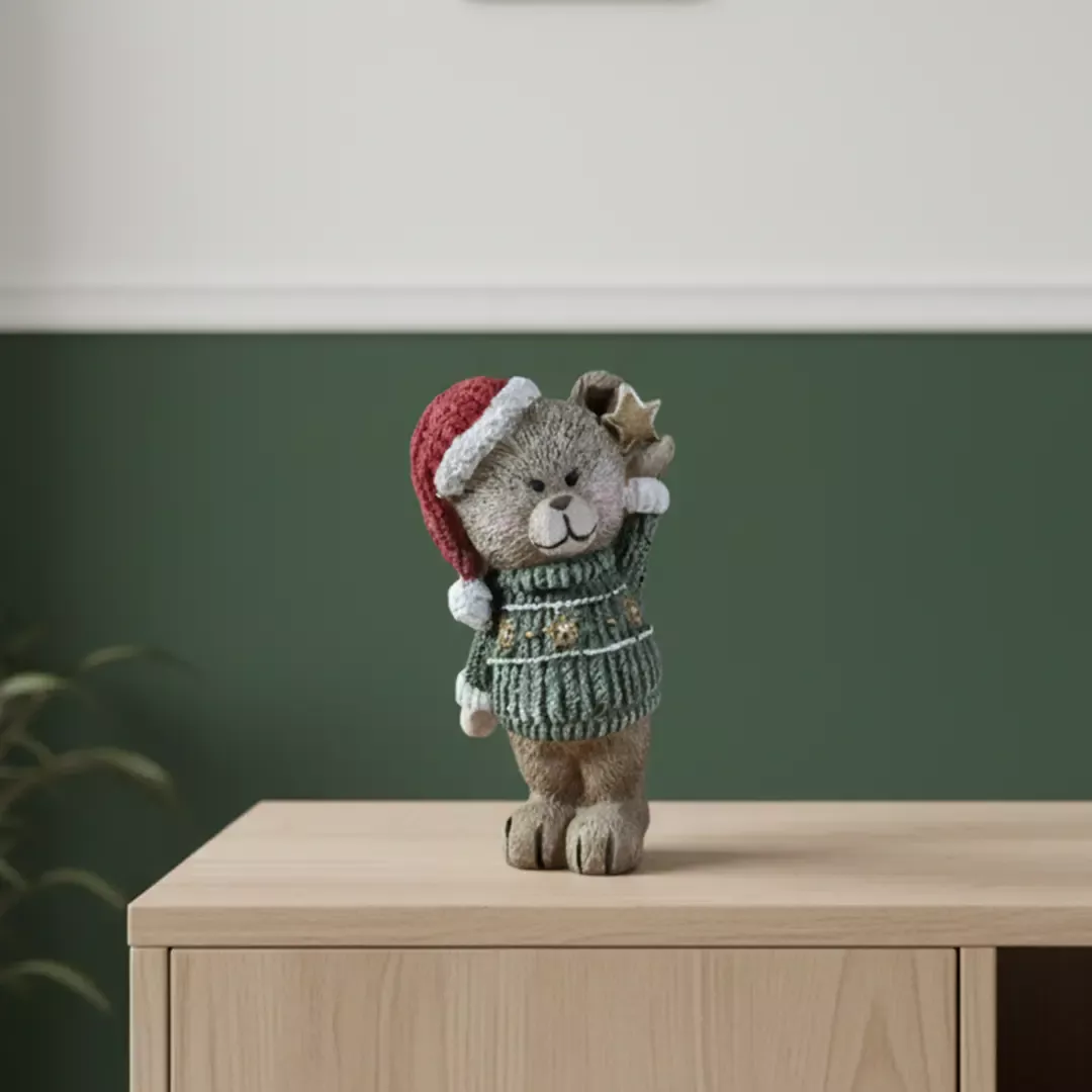 Dekoratif Yılbaşı Noel Ayıcık Biblo ve Hediyelik Obje (18x10cm) - 2