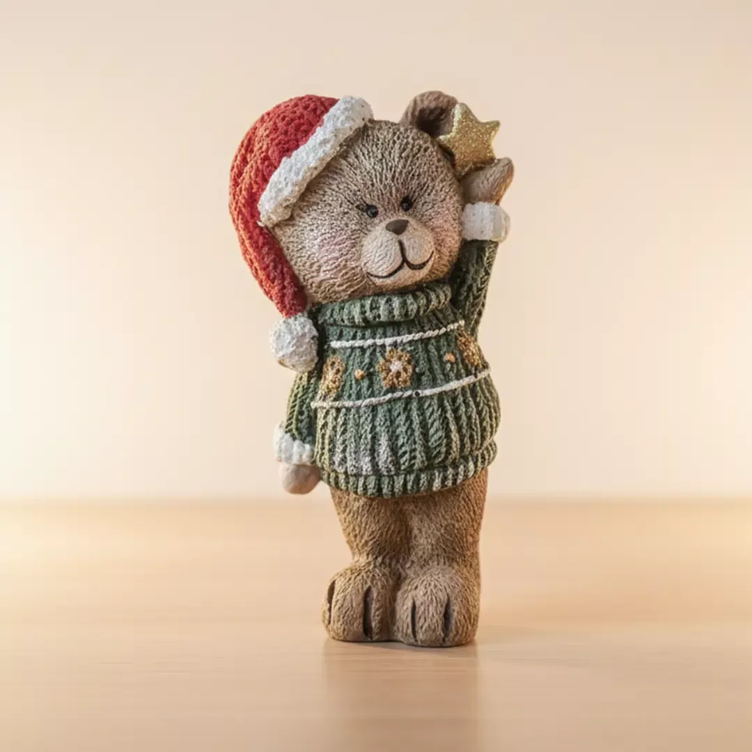 Dekoratif Yılbaşı Noel Ayıcık Biblo ve Hediyelik Obje (18x10cm) - 3