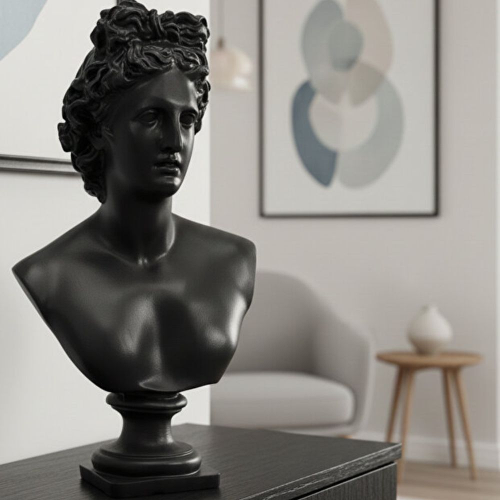 Dekoratif Yunan Mitolojik Heykeli Sanatsal Roma Büst Biblo (32x22cm) - 3