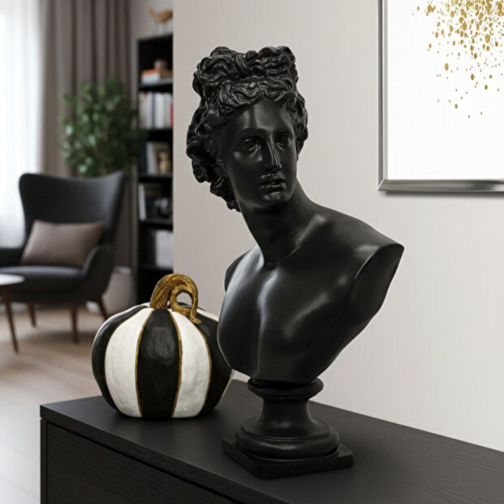 Dekoratif Yunan Mitolojik Heykeli Sanatsal Roma Büst Biblo (32x22cm)