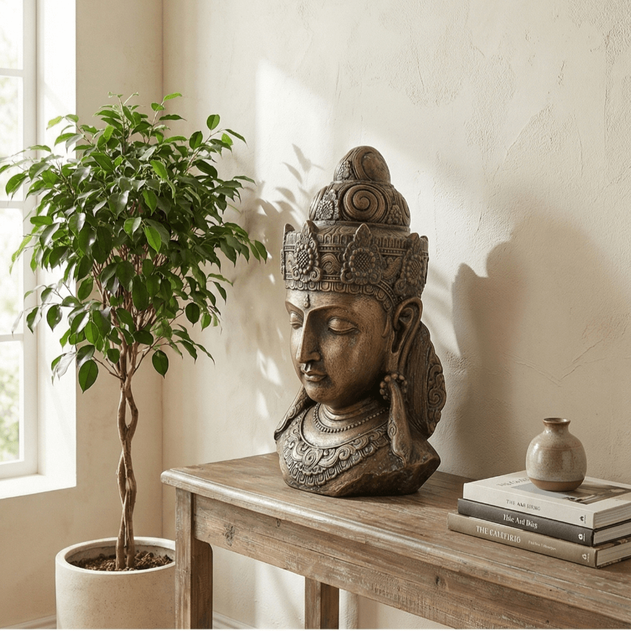 Dev Boy Buda Heykeli Kadın Büst (43x30cm)