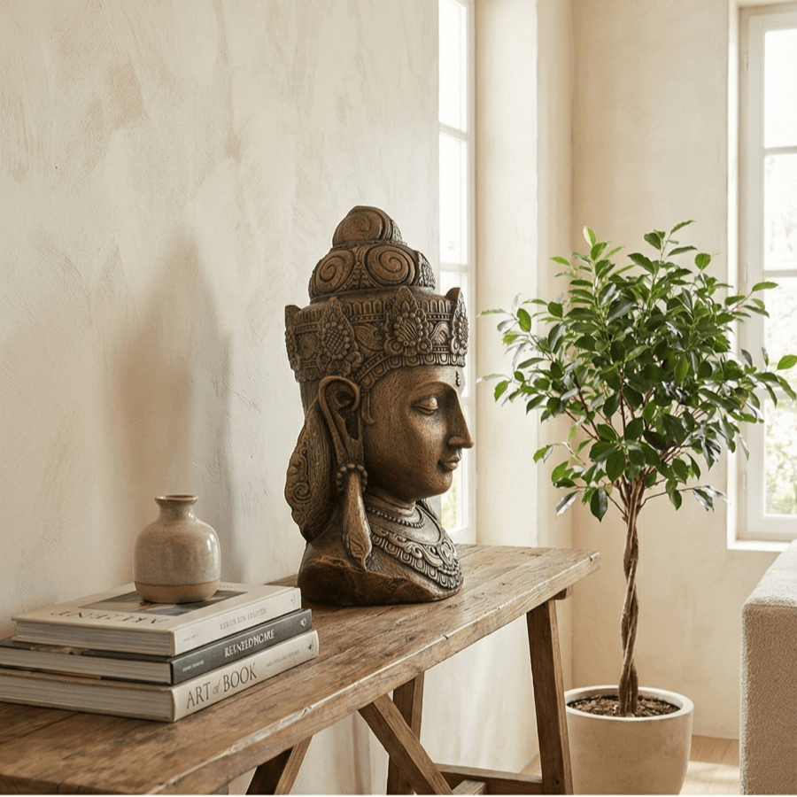 Dev Boy Buda Heykeli Kadın Büst (43x30cm) - 2