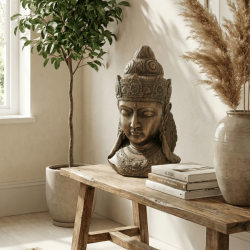 Dev Boy Buda Heykeli Kadın Büst (43x30cm) - 3