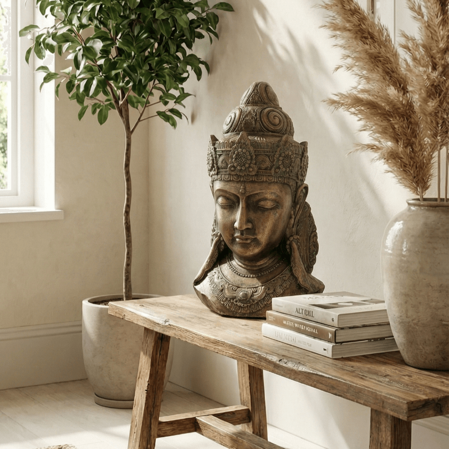 Dev Boy Buda Heykeli Kadın Büst (43x30cm) - 3