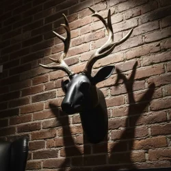 Duvar Geyik Büstü Heykeli Siyah 40x29cm - 2