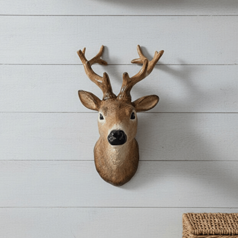 Duvara Asılabilen Geyik Kafası Biblo Heykel (30x17cm)