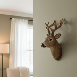 Duvara Asılabilen Geyik Kafası Biblo Heykel (30x17cm) - 3