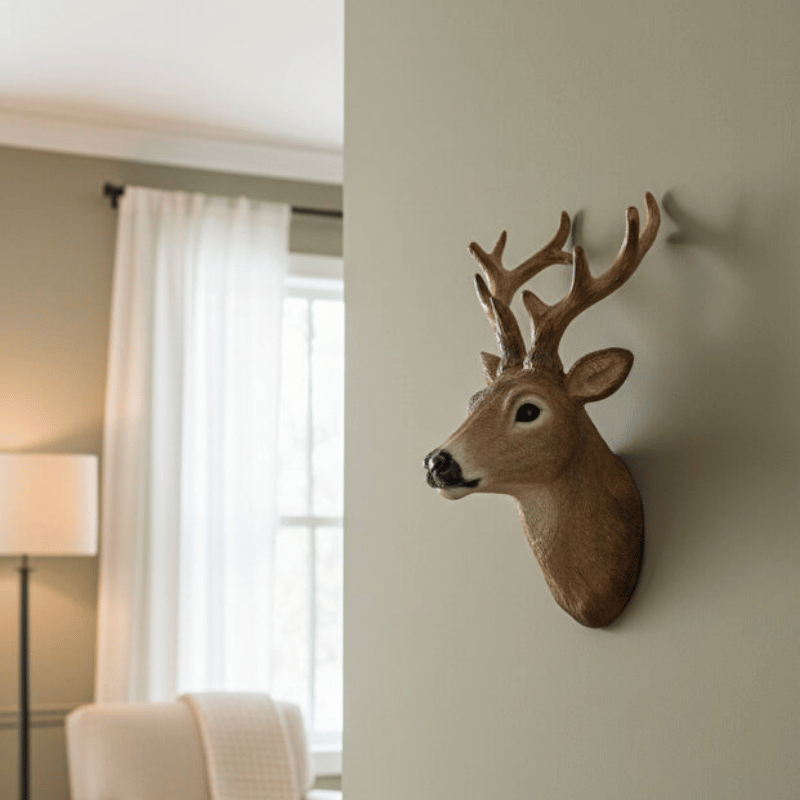Duvara Asılabilen Geyik Kafası Biblo Heykel (30x17cm) - 3