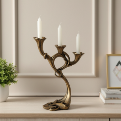 Etnik Desenli Gold Şamdan 40x18 cm - 1