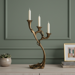 Etnik Desenli Gold Şamdan 40x18 cm - 2