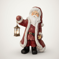 Fenerli Noel Baba Heykeli - Yılbaşı Biblo Obje (46x35cm) - 1