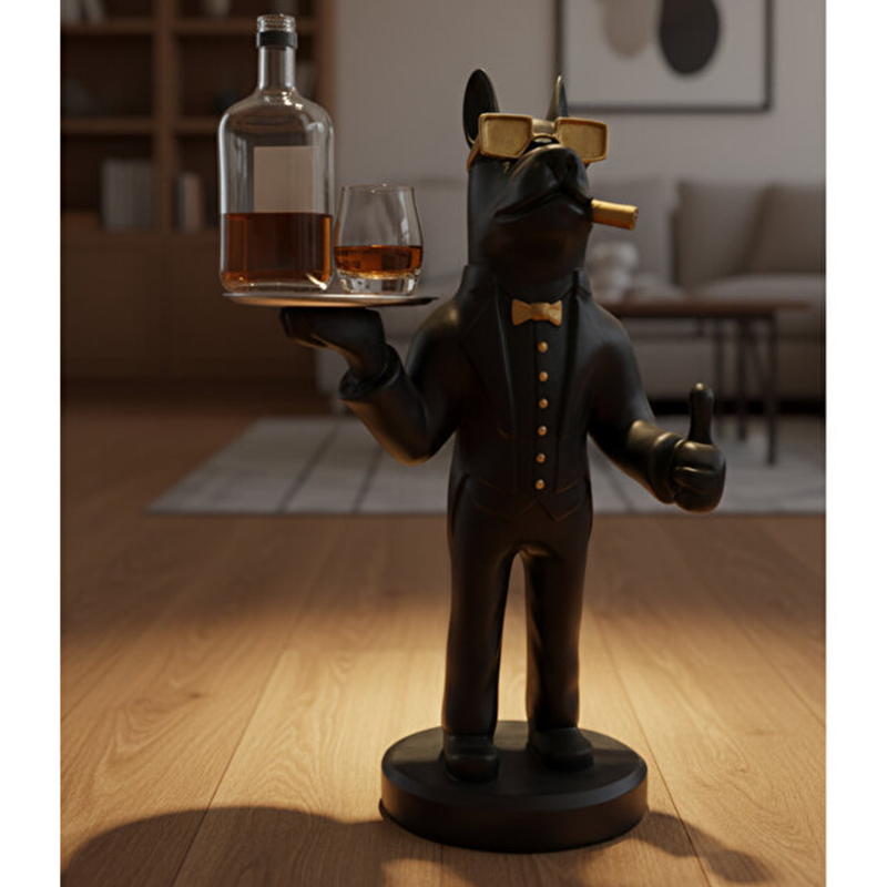 Lüks Fransız Buldog Tepsili Köpek Biblo 70x35cm - 2