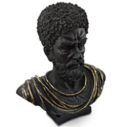 Marcus Heykeli Mat Siyah ve Altın Süslemeli Dekoratif Erkek Adam Obje (31x29cm) - 2