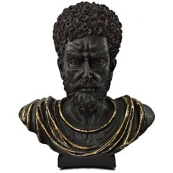 Marcus Heykeli Mat Siyah ve Altın Süslemeli Dekoratif Erkek Adam Obje (31x29cm) - 3