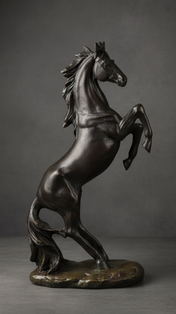 Şahlanan At Heykeli Siyah Biblo 35x18cm