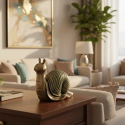 Sevimli Salyangoz Heykeli Biblo 28x24 cm | Lüks El Boyaması Obje - 3