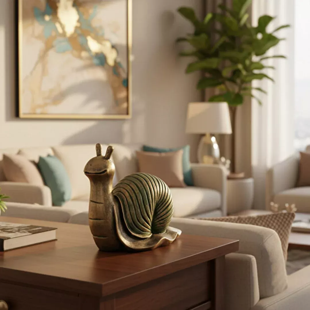 Sevimli Salyangoz Heykeli Biblo 28x24 cm | Lüks El Boyaması Obje - 3