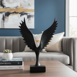 Modern Kartal Heykeli Gümüş (32x24cm) Siyah Dekorasyon Biblo - 1
