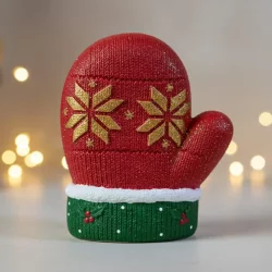 Yılbaşı Eldiveni (Noel) Kırmızı-Yeşil Hediyelik Eldiven Biblo Obje (10x10cm) - 3